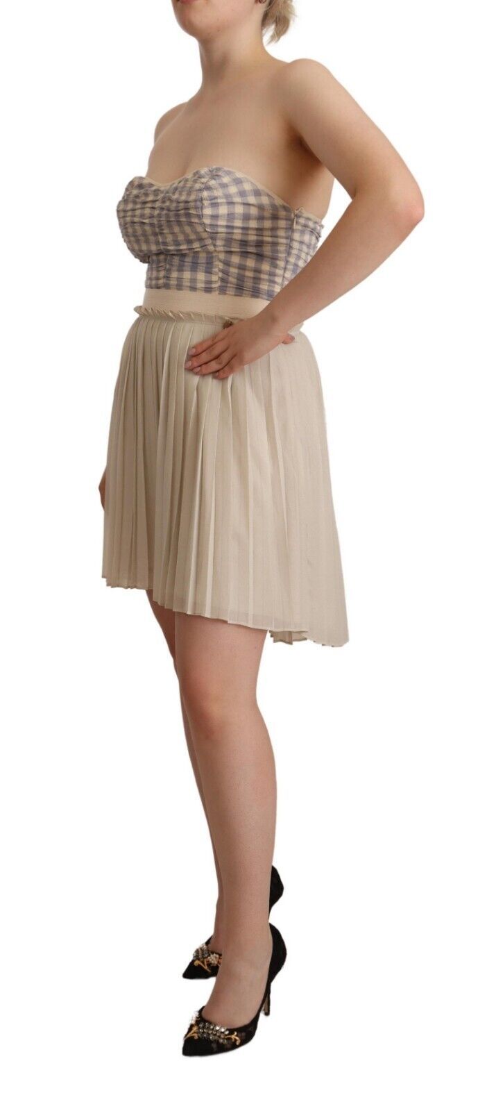 Robe trapèze sans bretelles beige chic Guess