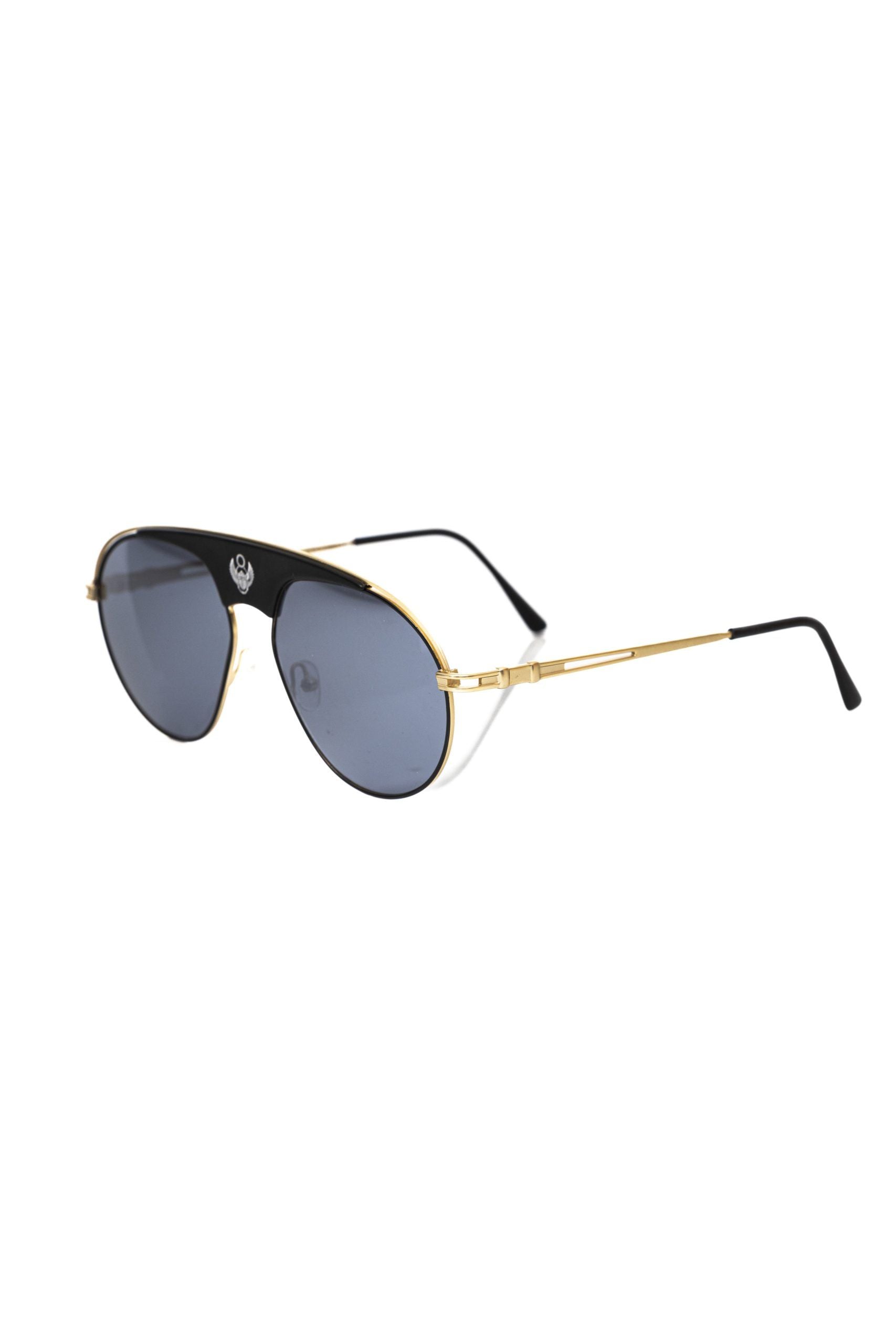 Frankie Morello Schwarze Metallic-Sonnenbrille für Herren