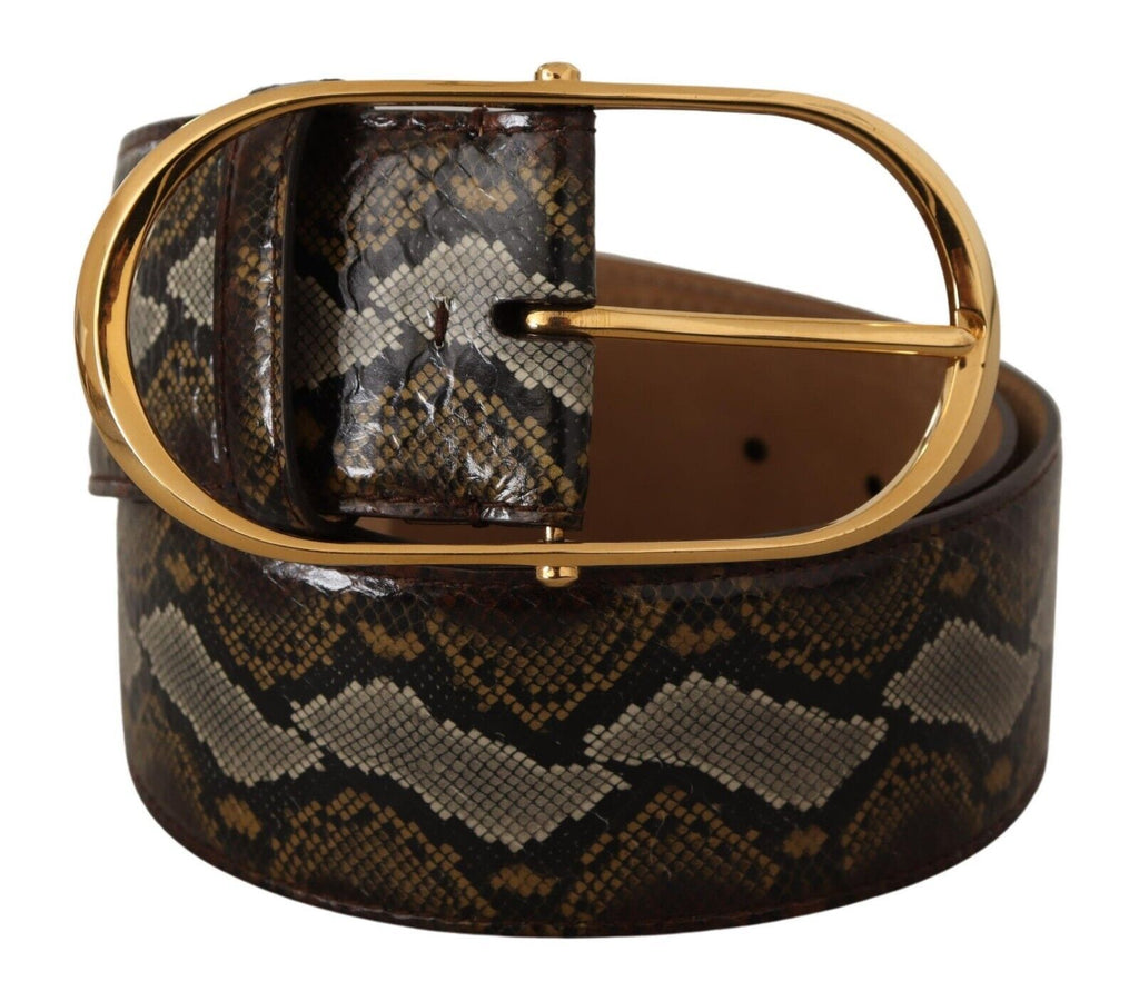 Dolce &amp; Gabbana Eleganter goldener Ledergürtel mit ovaler Schnalle