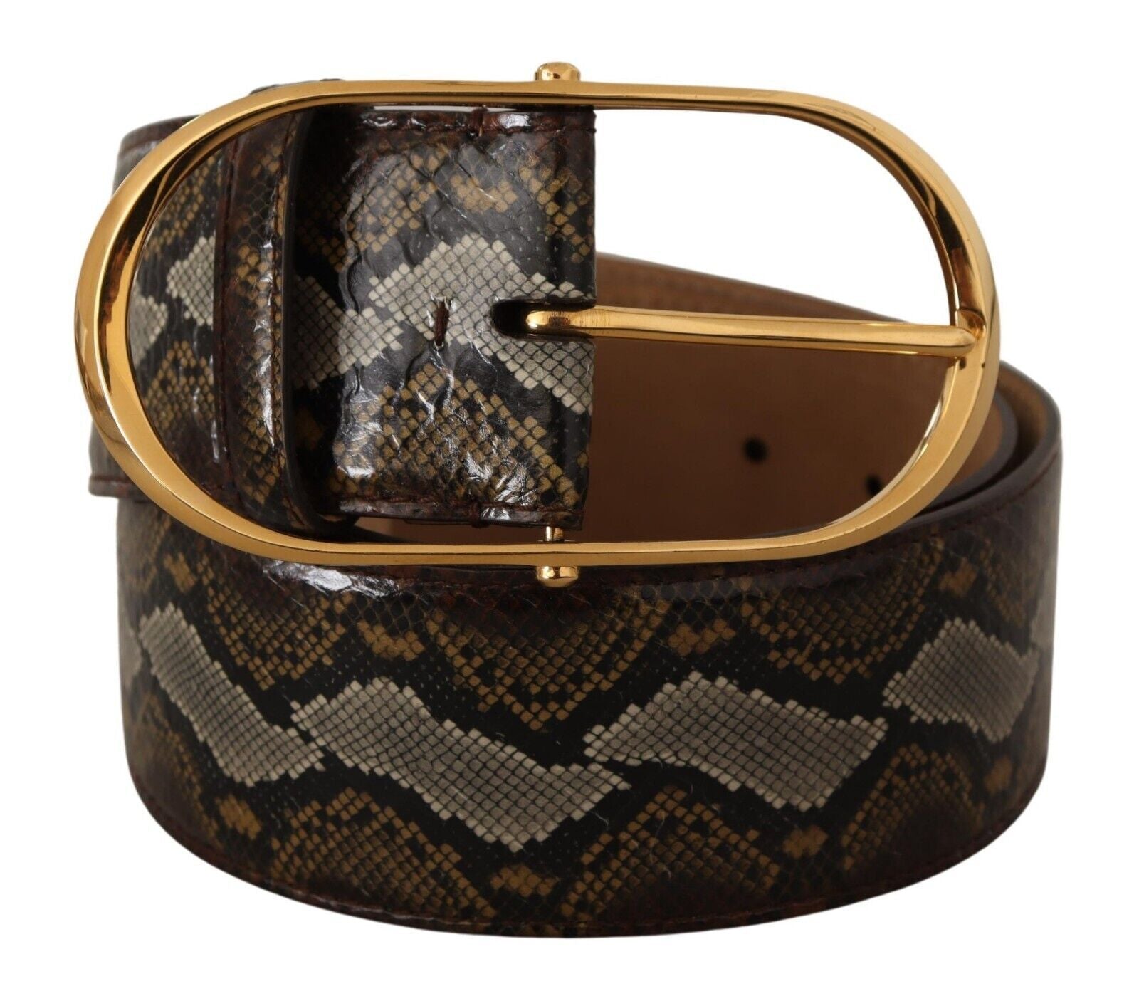 Dolce &amp; Gabbana Eleganter goldener Ledergürtel mit ovaler Schnalle