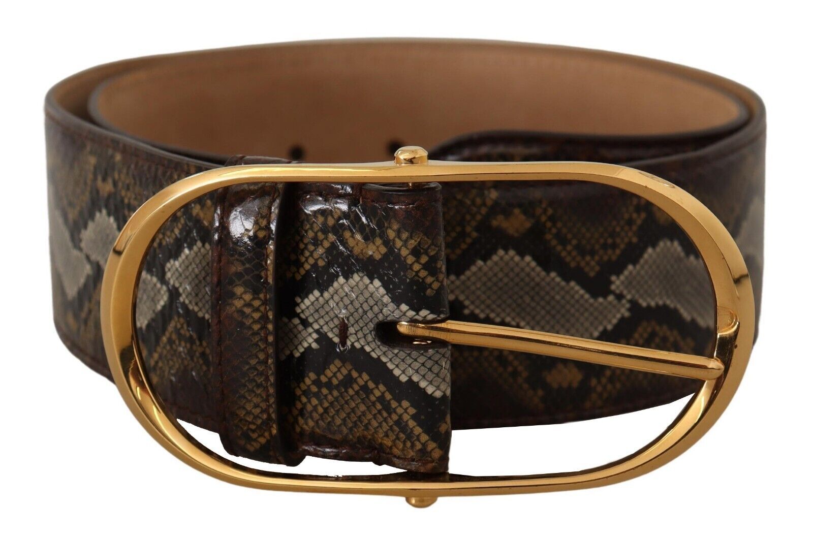 Dolce &amp; Gabbana Eleganter goldener Ledergürtel mit ovaler Schnalle