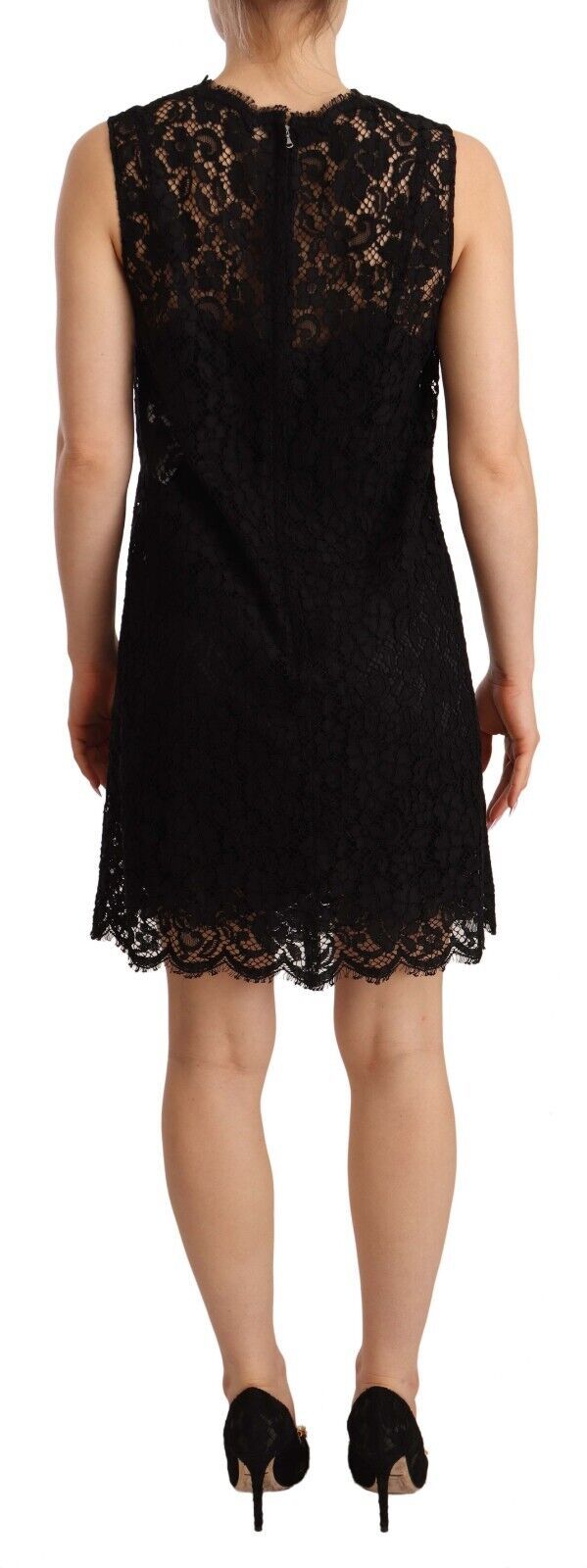 Robe fourreau élégante en dentelle florale noire Dolce &amp; Gabbana