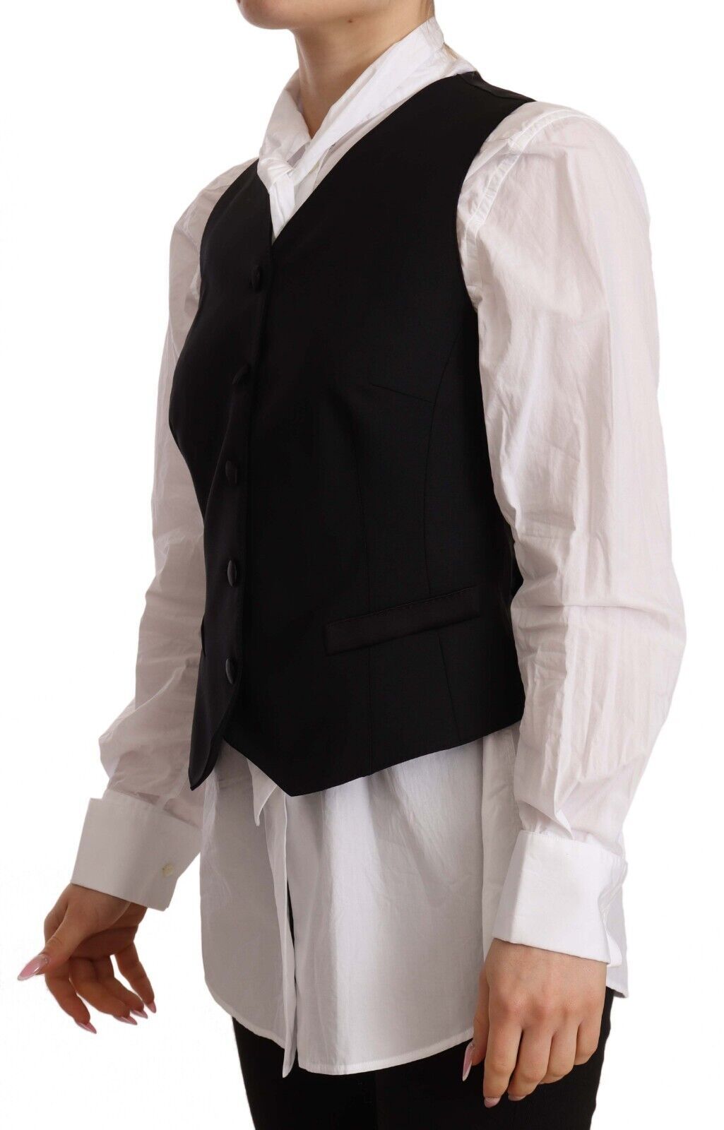 Dolce &amp; Gabbana Elegante Weste aus schwarzer Wollmischung