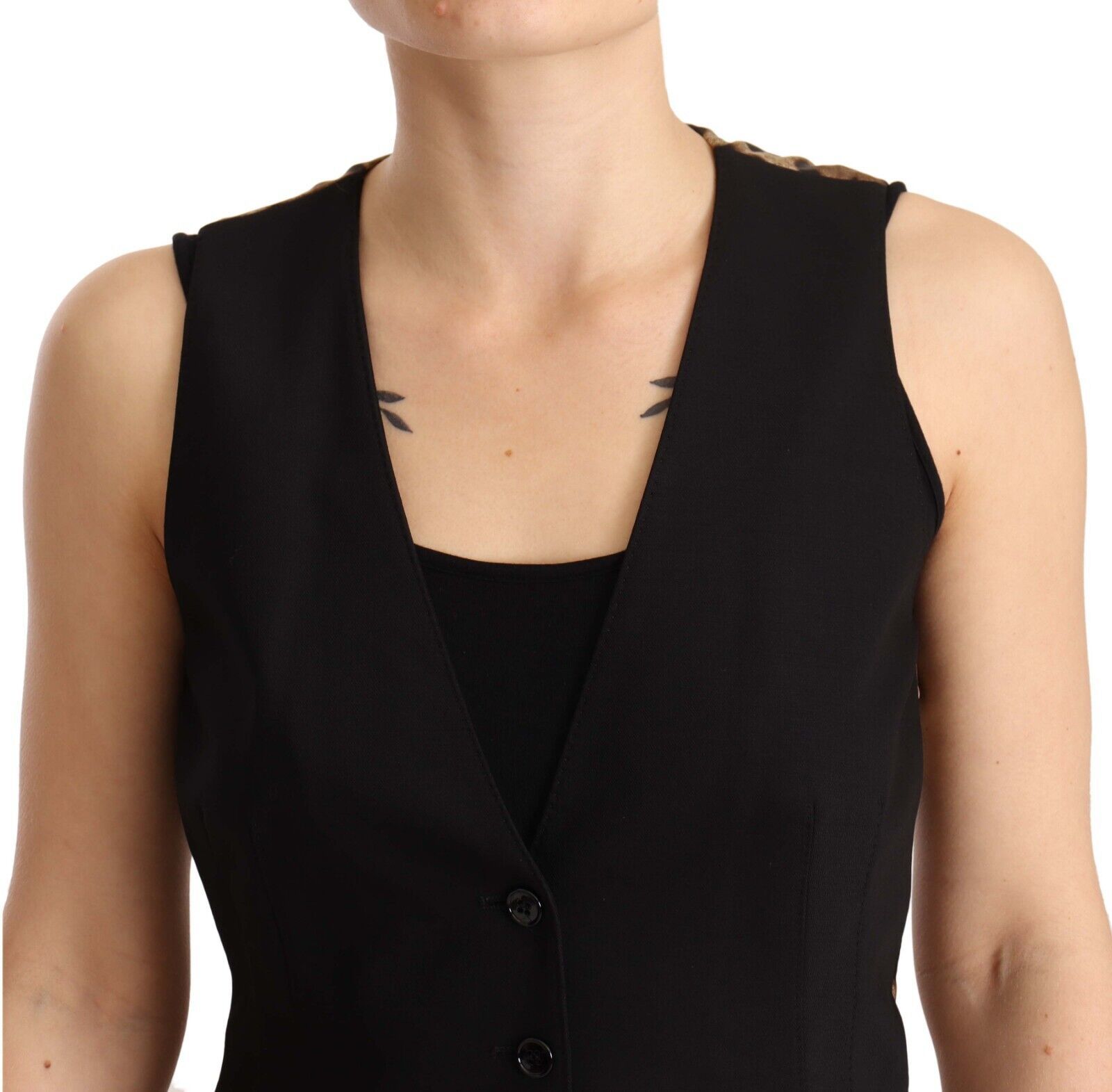 Dolce &amp; Gabbana Elegante Weste aus schwarzer Wollmischung