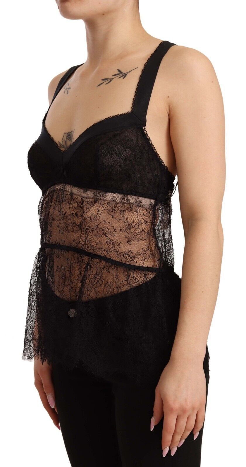 Dolce &amp; Gabbana Elegantes schwarzes Dessous-Hemd aus Seide