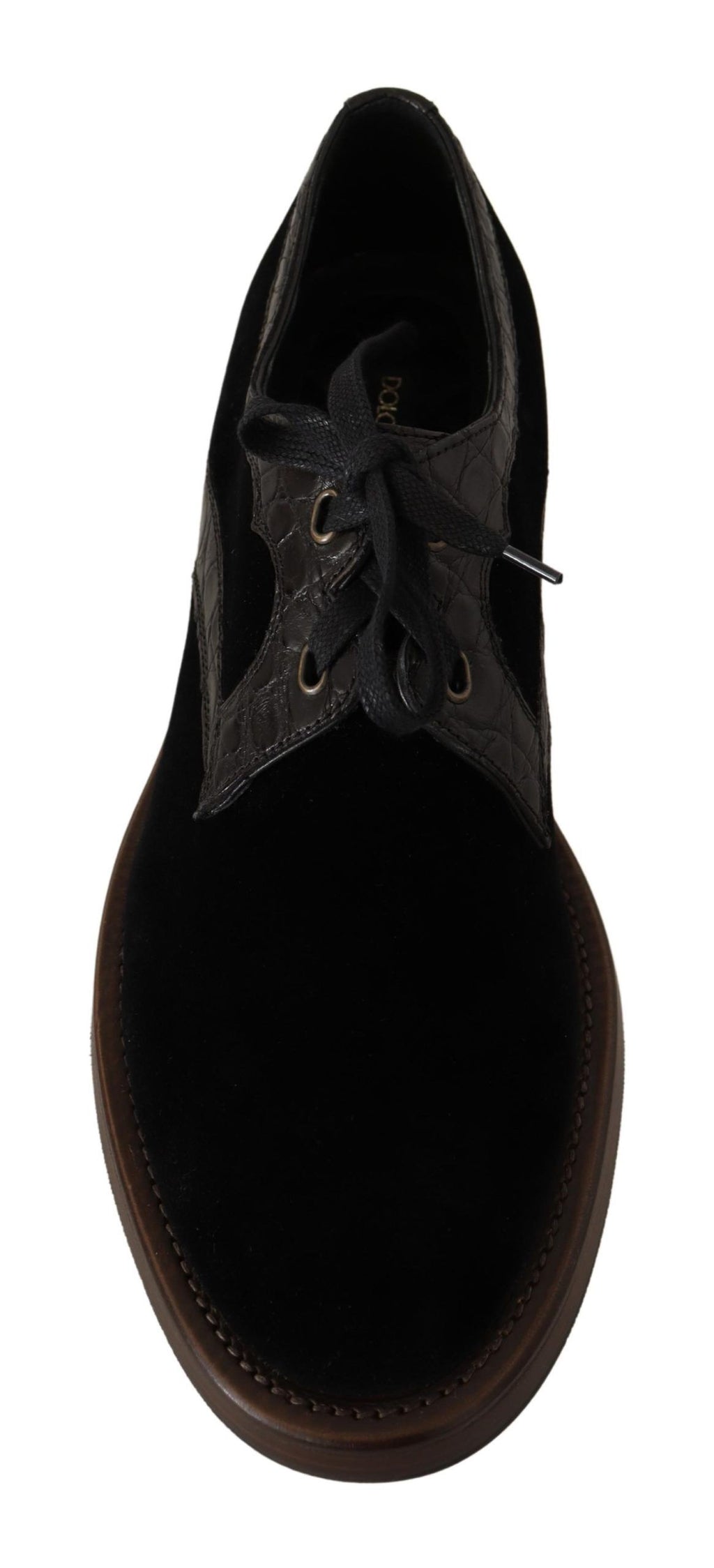 Chaussures habillées élégantes en velours noir et cuir exotique Dolce &amp; Gabbana