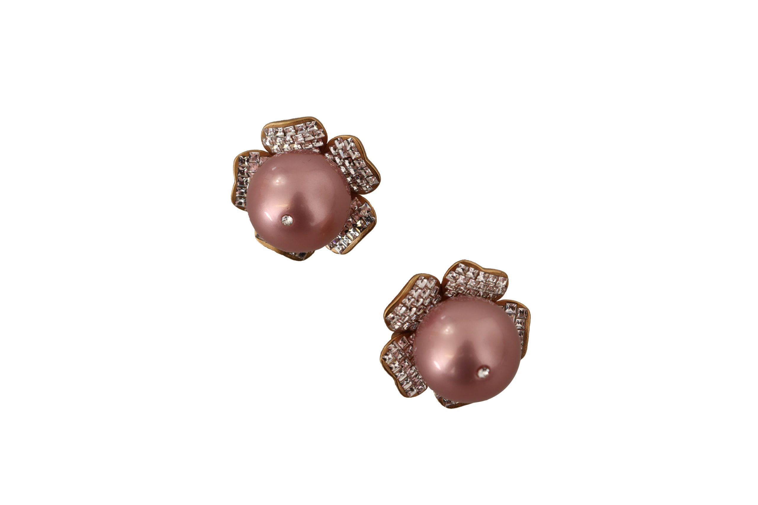 Boucles d'oreilles à clip élégantes en cristal floral et perles Dolce &amp; Gabbana