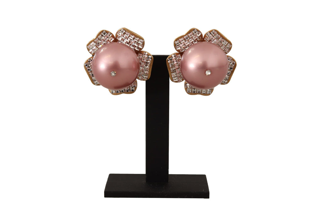 Boucles d'oreilles à clip élégantes en cristal floral et perles Dolce &amp; Gabbana