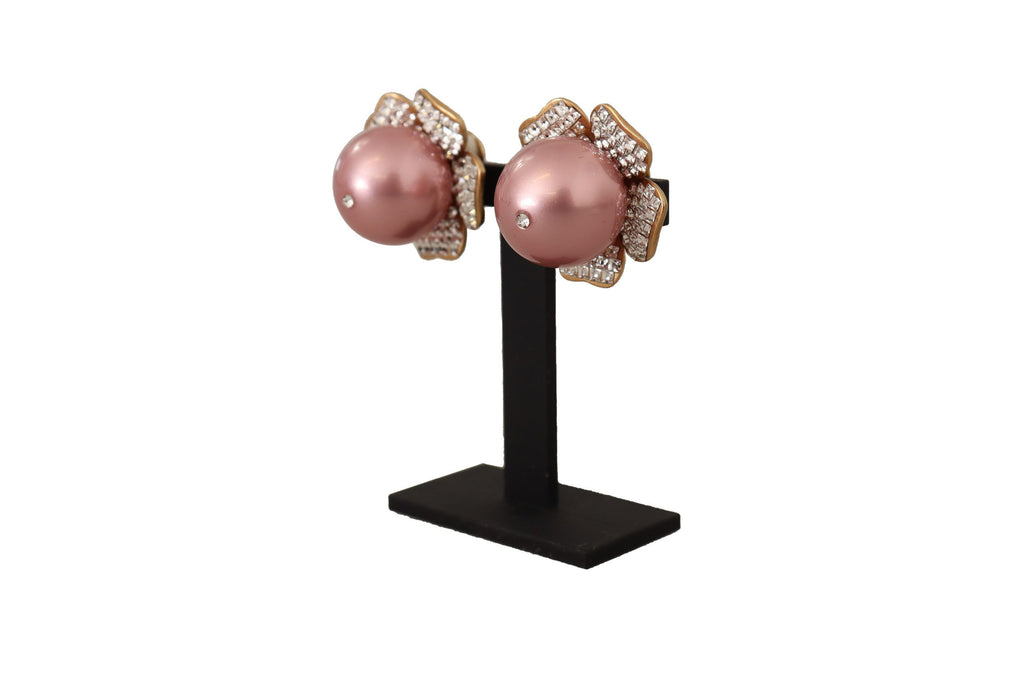 Boucles d'oreilles à clip élégantes en cristal floral et perles Dolce &amp; Gabbana