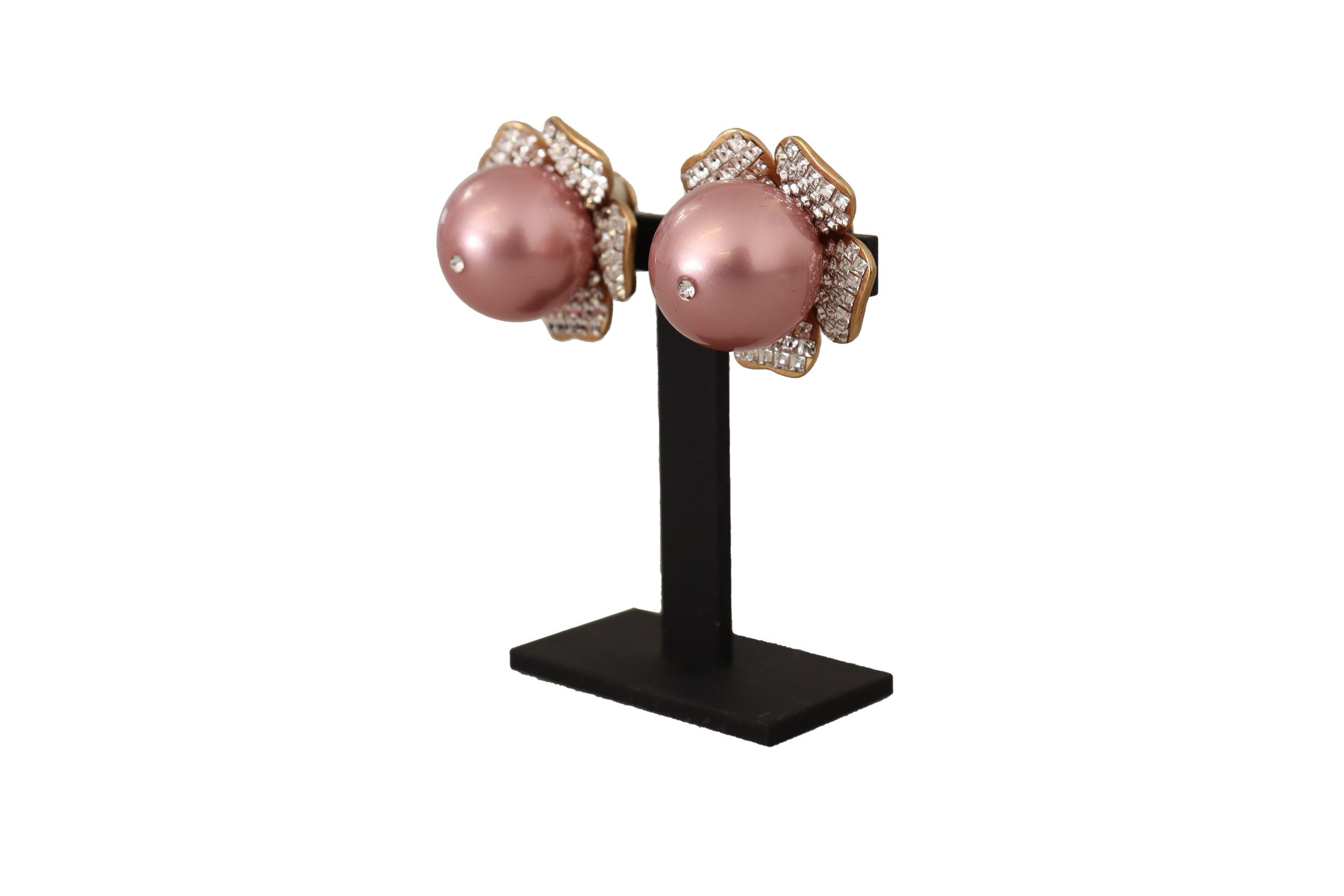 Boucles d'oreilles à clip élégantes en cristal floral et perles Dolce &amp; Gabbana