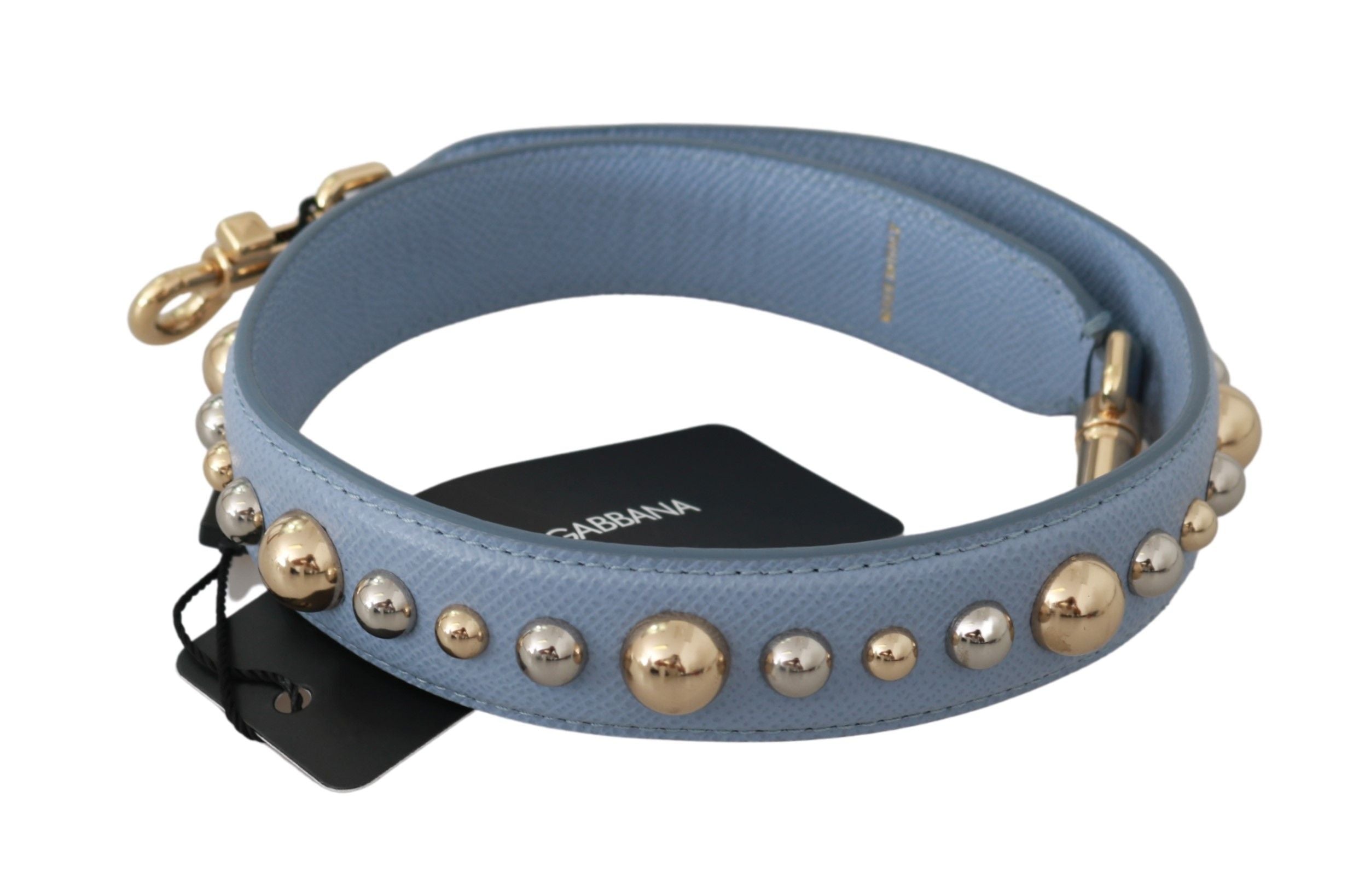 Dolce &amp; Gabbana Eleganter blauer Leder-Schultergurt