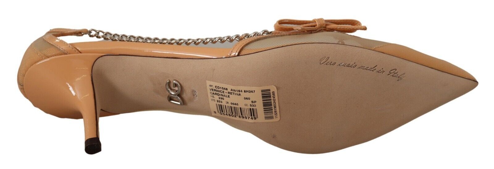 Dolce &amp; Gabbana Elegante beige Mesh-Pumps mit silbernen Ketten