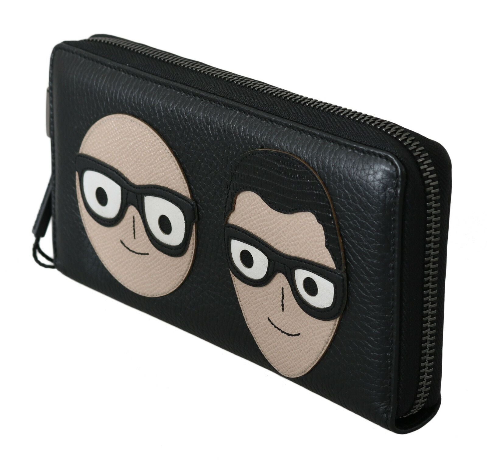 Portefeuille continental élégant en cuir noir Dolce &amp; Gabbana