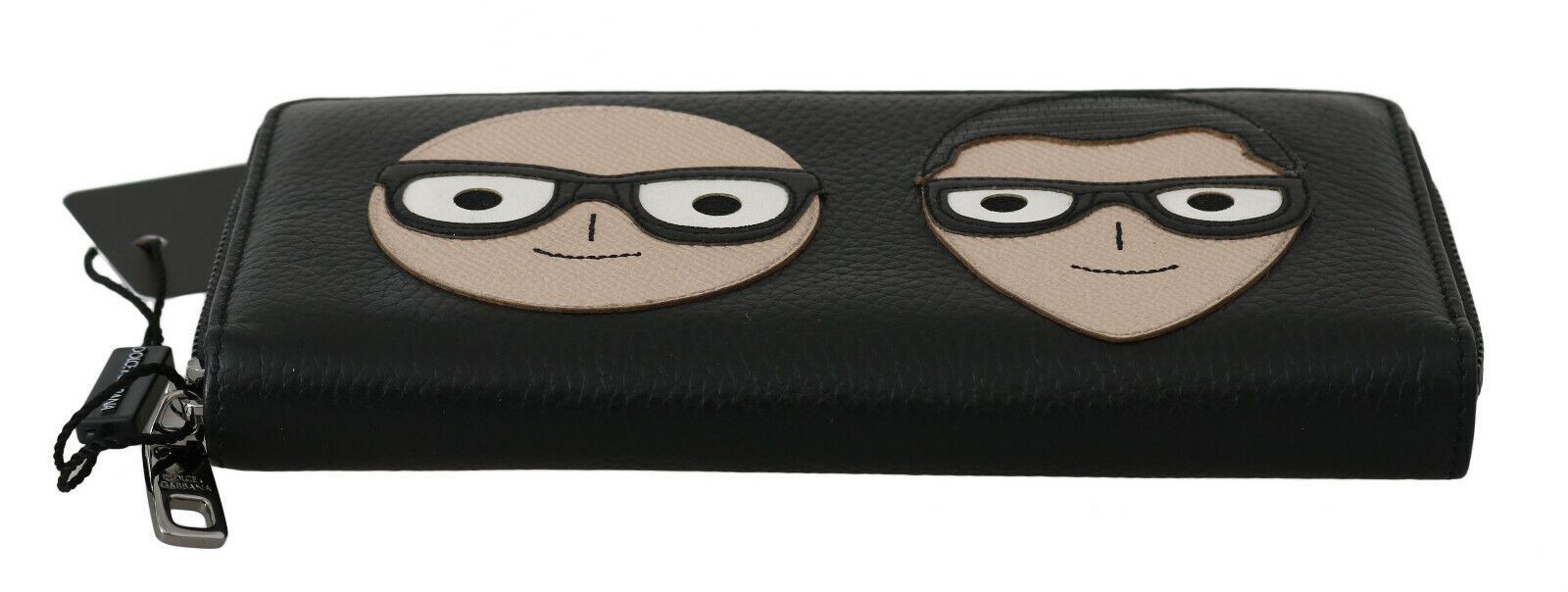 Portefeuille continental élégant en cuir noir Dolce &amp; Gabbana