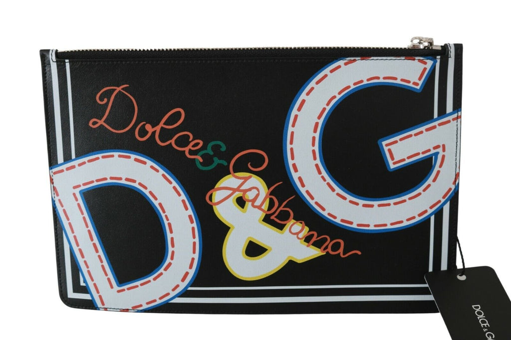 Portefeuille élégant en cuir noir Dolce &amp; Gabbana