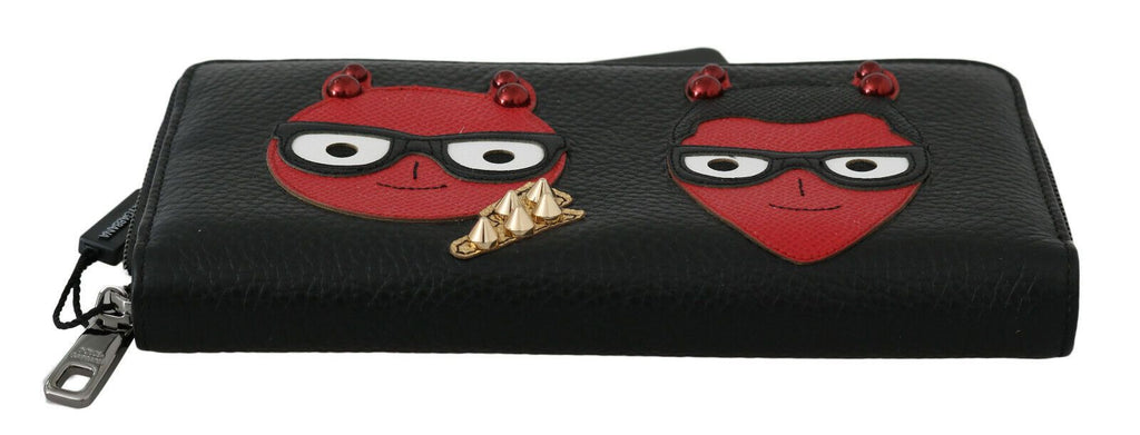 Dolce &amp; Gabbana Chic Continental-Geldbörse aus schwarzem und rotem Leder