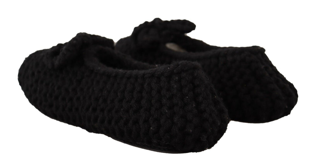 Dolce &amp; Gabbana Elegante schwarze Ballerinas aus Wollstrick