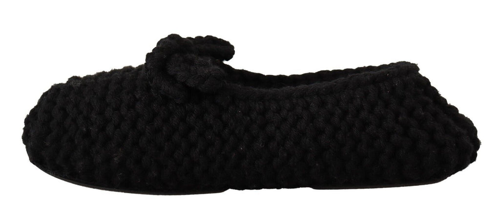 Dolce &amp; Gabbana Elegante schwarze Ballerinas aus Wollstrick