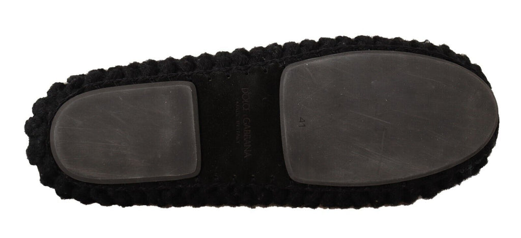Dolce &amp; Gabbana Elegante schwarze Ballerinas aus Wollstrick