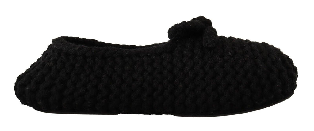 Dolce &amp; Gabbana Elegante schwarze Ballerinas aus Wollstrick