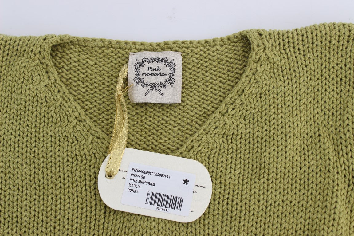 PINK MEMORIES Eleganter grüner ärmelloser Weste-Pullover