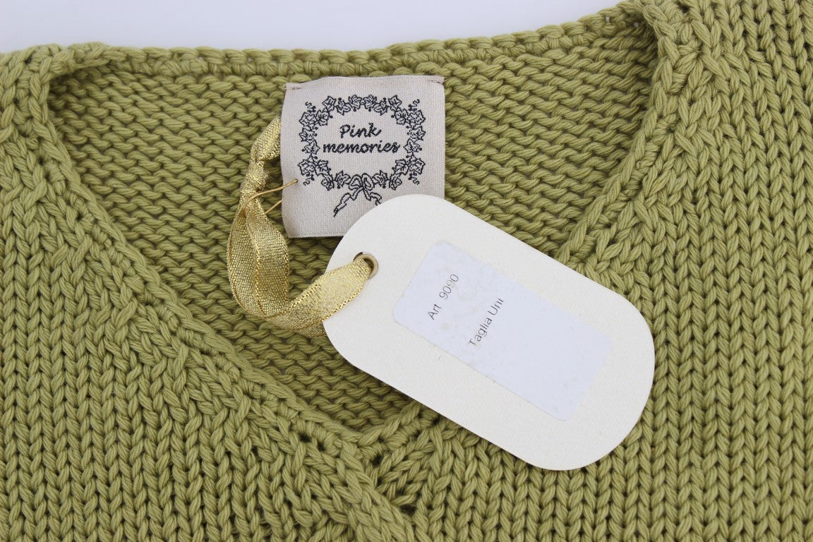 PINK MEMORIES Eleganter grüner ärmelloser Weste-Pullover