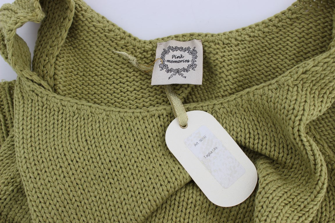 PINK MEMORIES Eleganter ärmelloser Westepullover aus grünem Strick