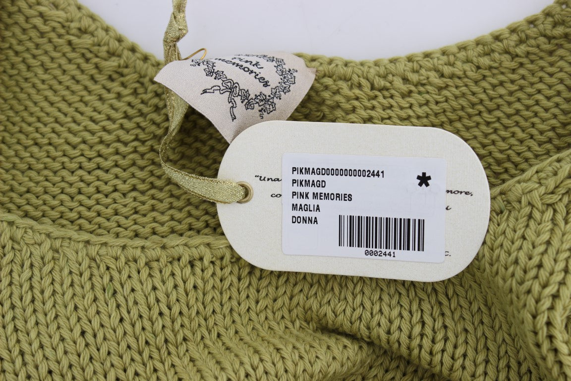 PINK MEMORIES Eleganter ärmelloser Westepullover aus grünem Strick