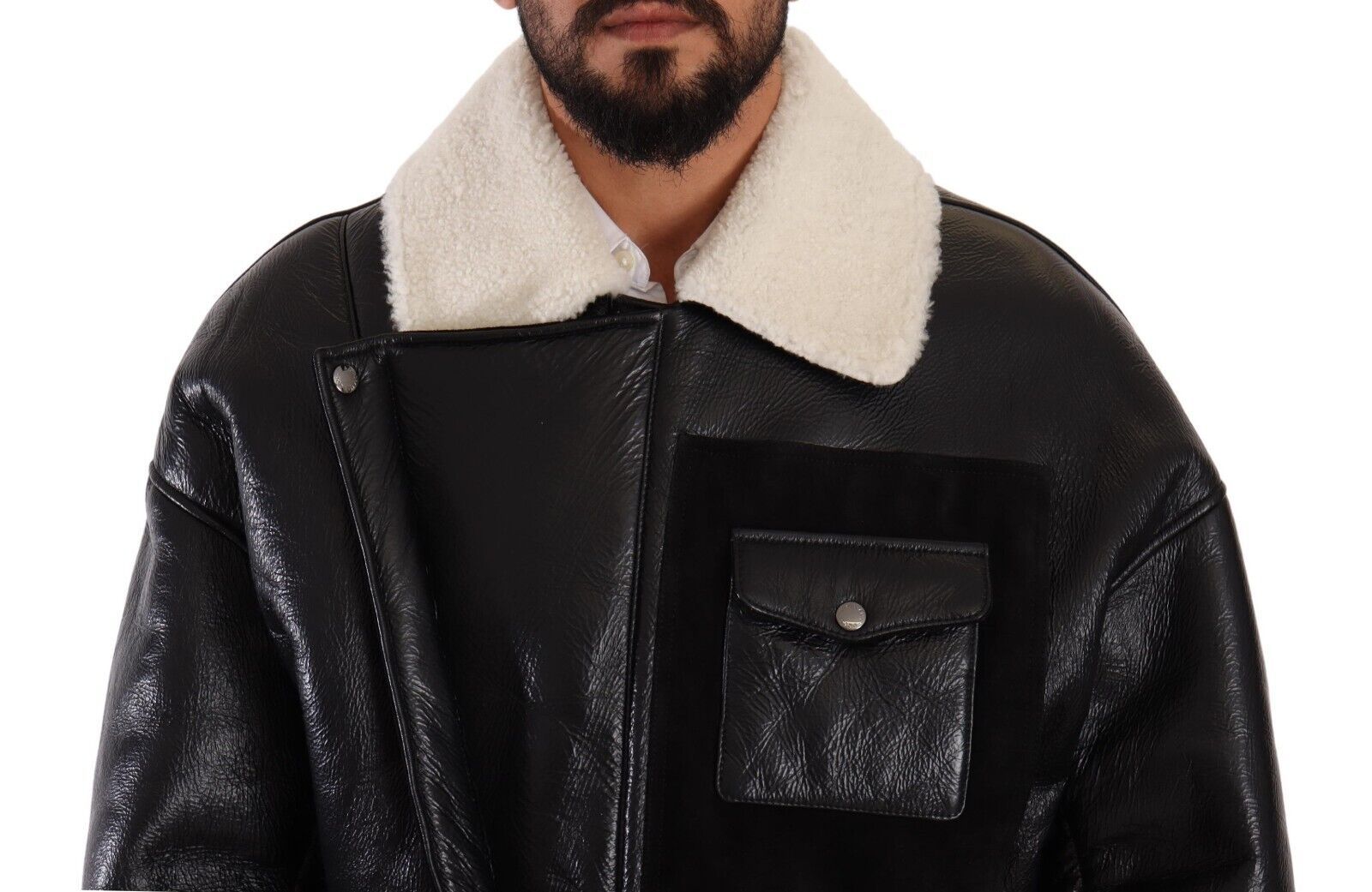 Dolce &amp; Gabbana Élégante veste de motard en peau lainée