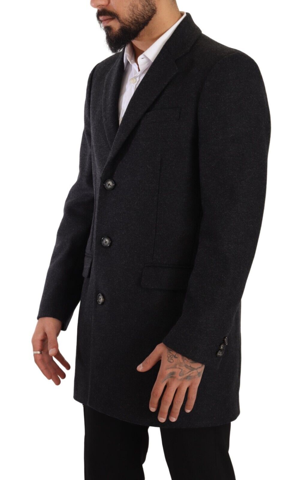 Dolce &amp; Gabbana élégant manteau en laine gris foncé