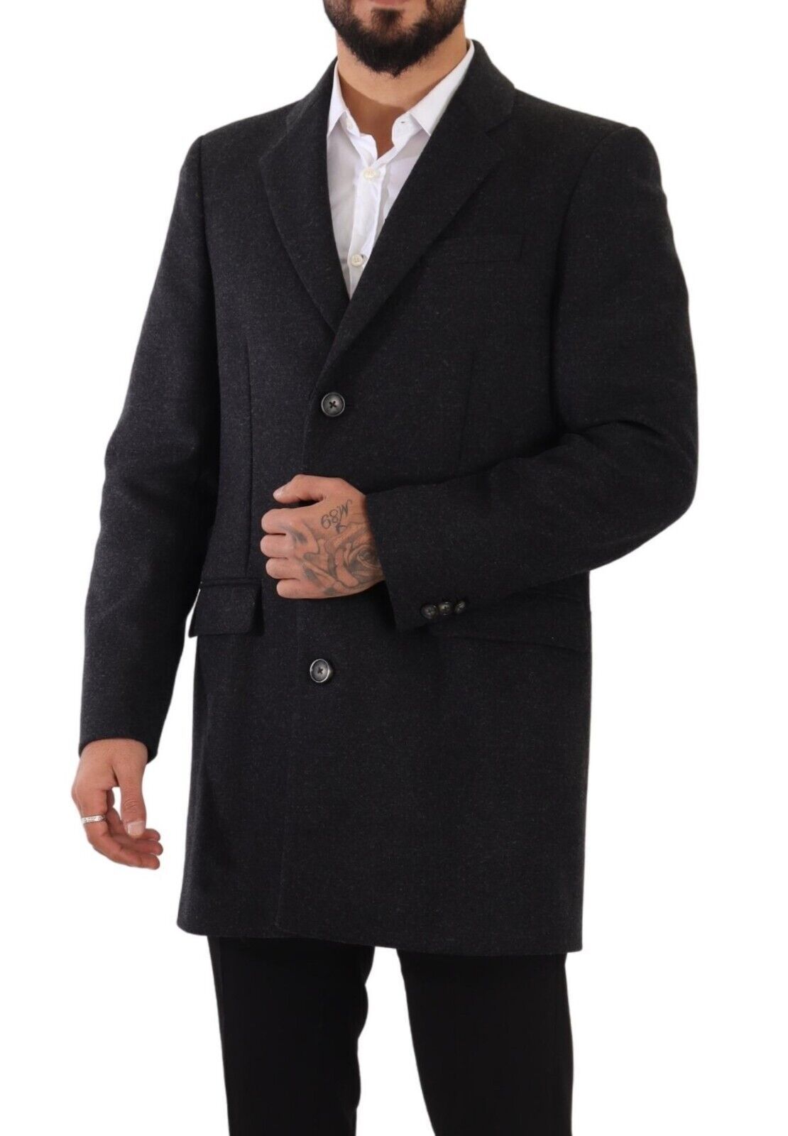 Dolce &amp; Gabbana élégant manteau en laine gris foncé