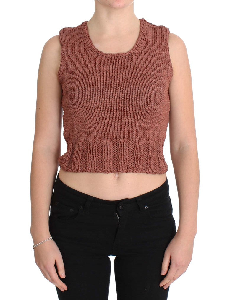 PINK MEMORIES Schicker roter ärmelloser Strickwestenpullover
