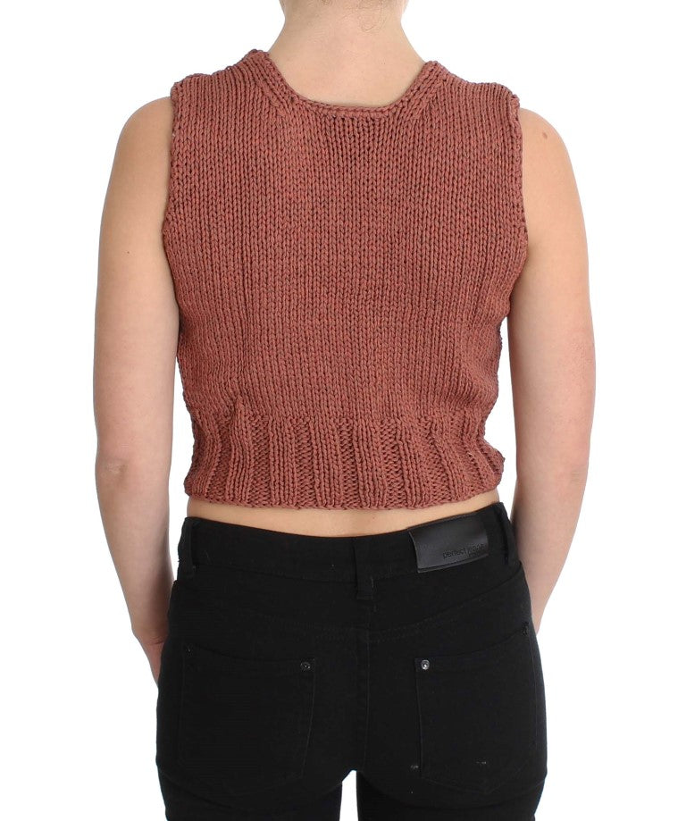 PINK MEMORIES Schicker roter ärmelloser Strickwestenpullover