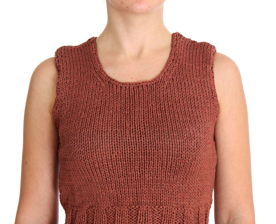 PINK MEMORIES Schicker roter ärmelloser Strickwestenpullover