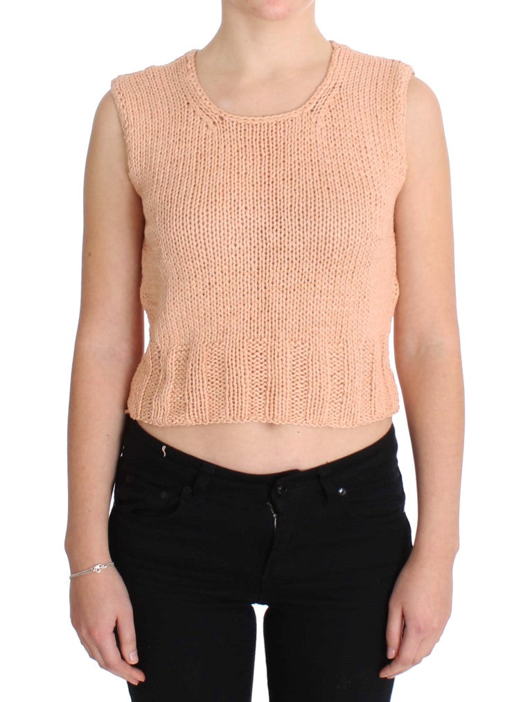 PINK MEMORIES Eleganter rosa gestrickter ärmelloser Weste-Pullover