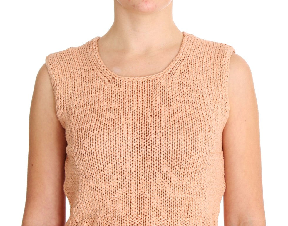 PINK MEMORIES Eleganter rosa gestrickter ärmelloser Weste-Pullover