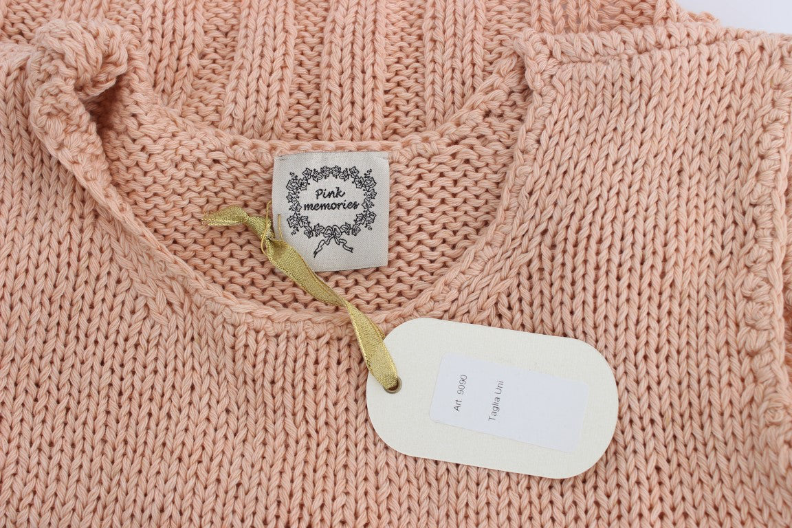 PINK MEMORIES Eleganter rosa gestrickter ärmelloser Weste-Pullover