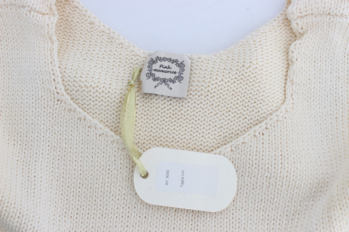 PINK MEMORIES Beige ärmelloser Strickwestenpullover