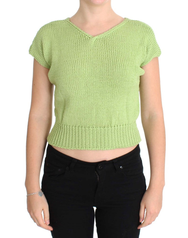 PINK MEMORIES Eleganter grüner gestrickter ärmelloser Weste-Pullover
