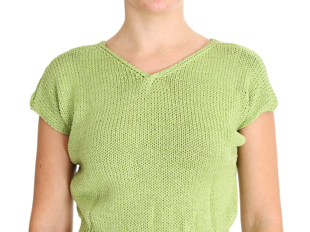 PINK MEMORIES Eleganter grüner gestrickter ärmelloser Weste-Pullover