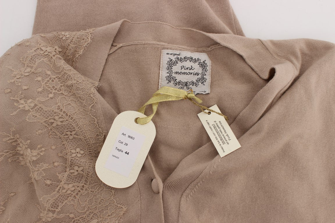 PINK MEMORIES Elegante rosa Strickjacke aus Baumwollspitze