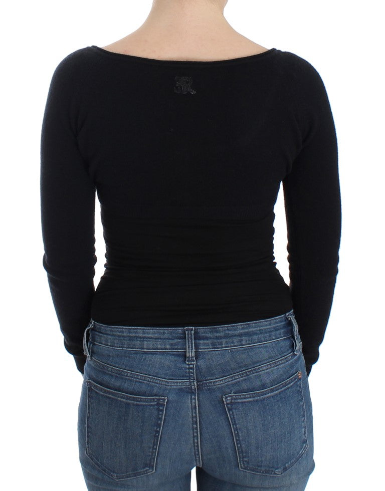Ermanno Scervino Schicker kurzer schwarzer Woll-Kaschmir-Pullover