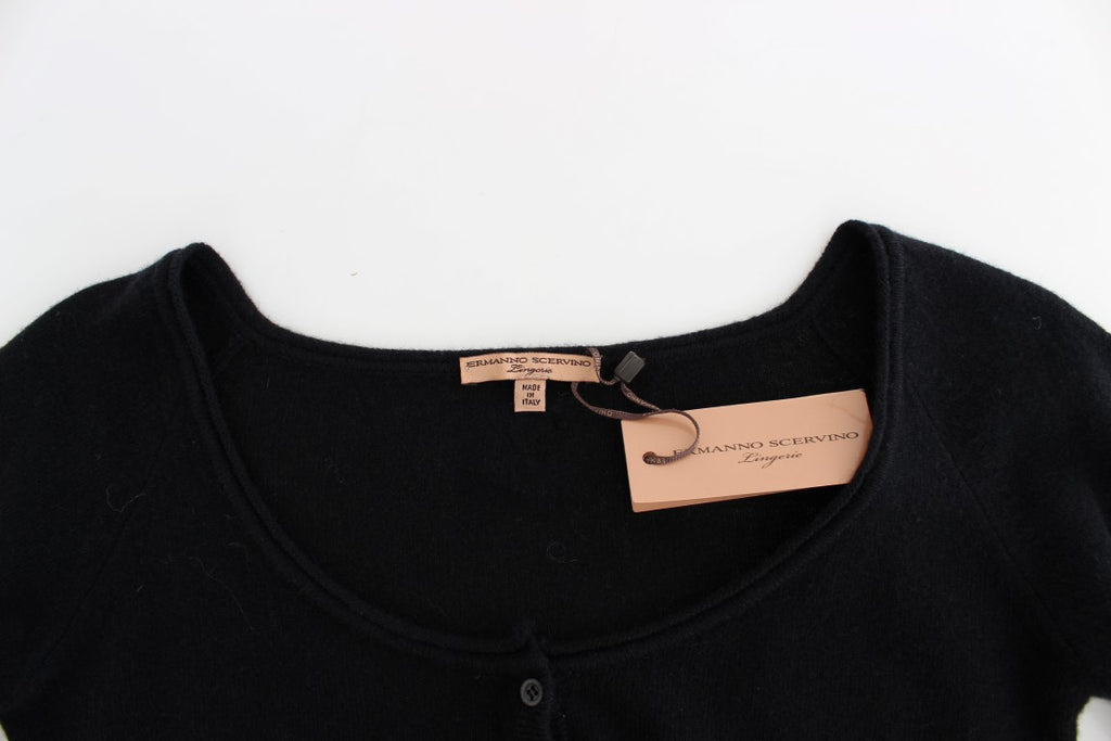 Ermanno Scervino Schicker kurzer schwarzer Woll-Kaschmir-Pullover