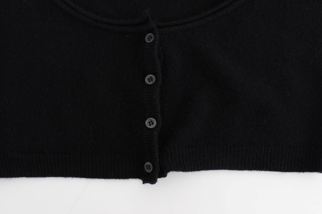 Ermanno Scervino Schicker kurzer schwarzer Woll-Kaschmir-Pullover