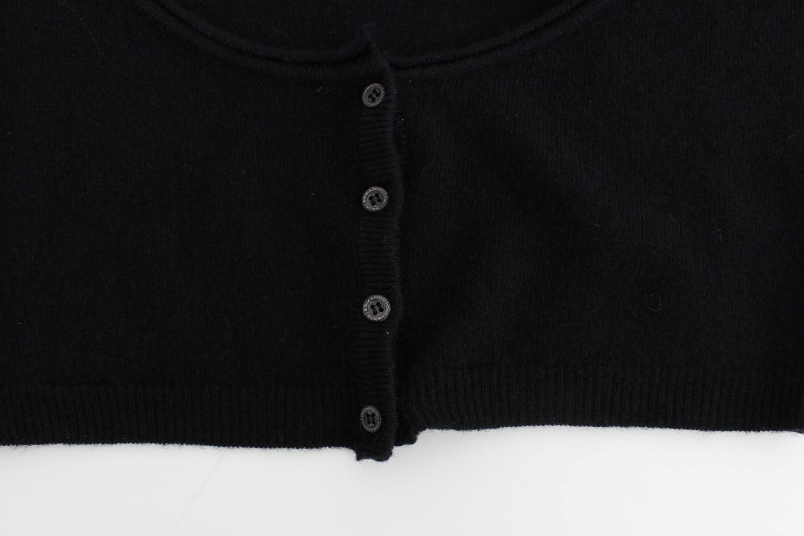Ermanno Scervino Schicker kurzer schwarzer Woll-Kaschmir-Pullover