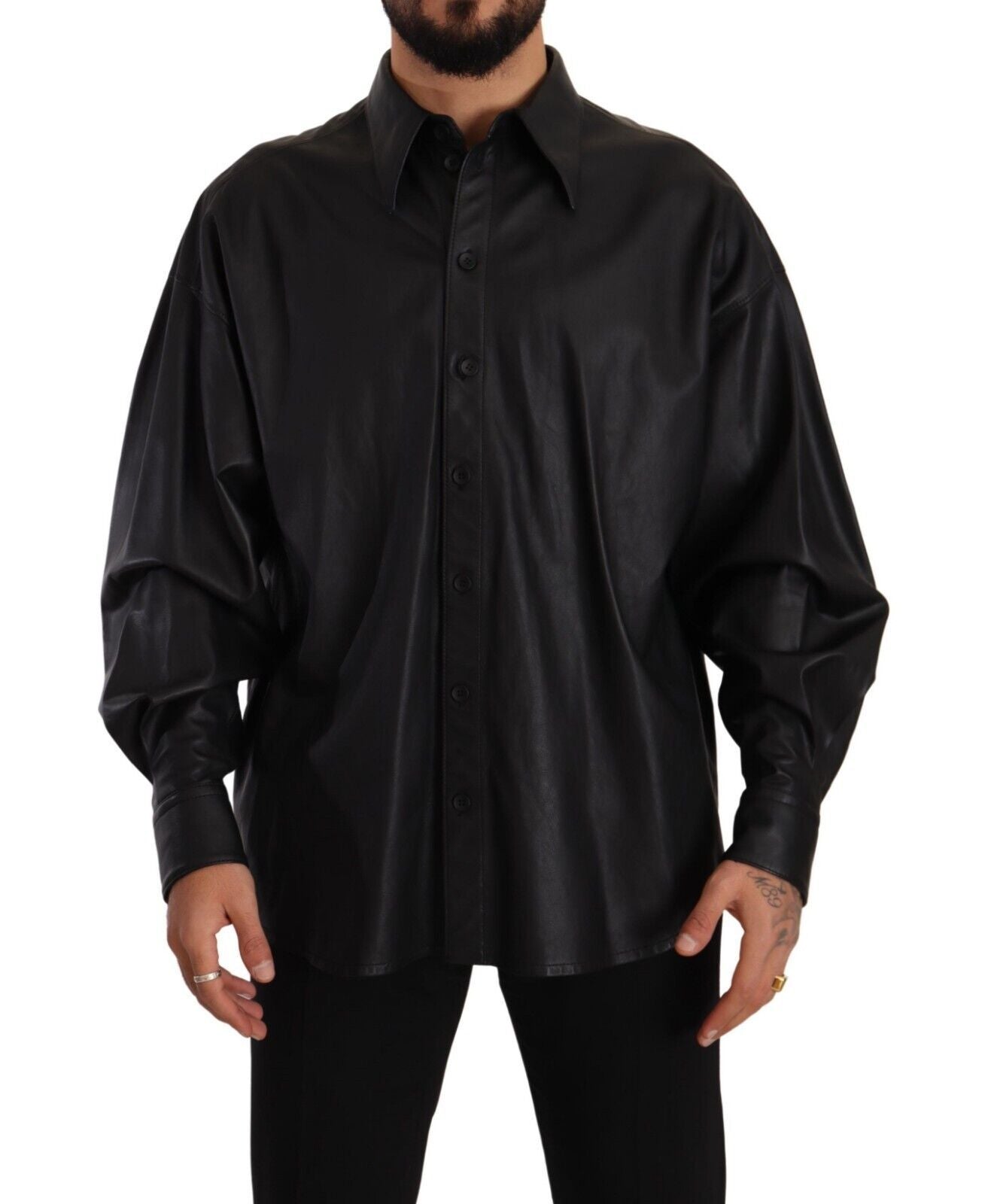 Dolce &amp; Gabbana Elegante schwarze Lederjacke