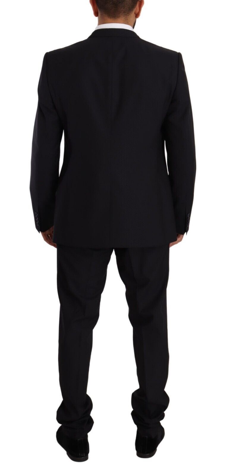 Dolce &amp; Gabbana – Eleganter, zweiteiliger Anzug aus Wolle und Seide in Marineblau mit schmaler Passform