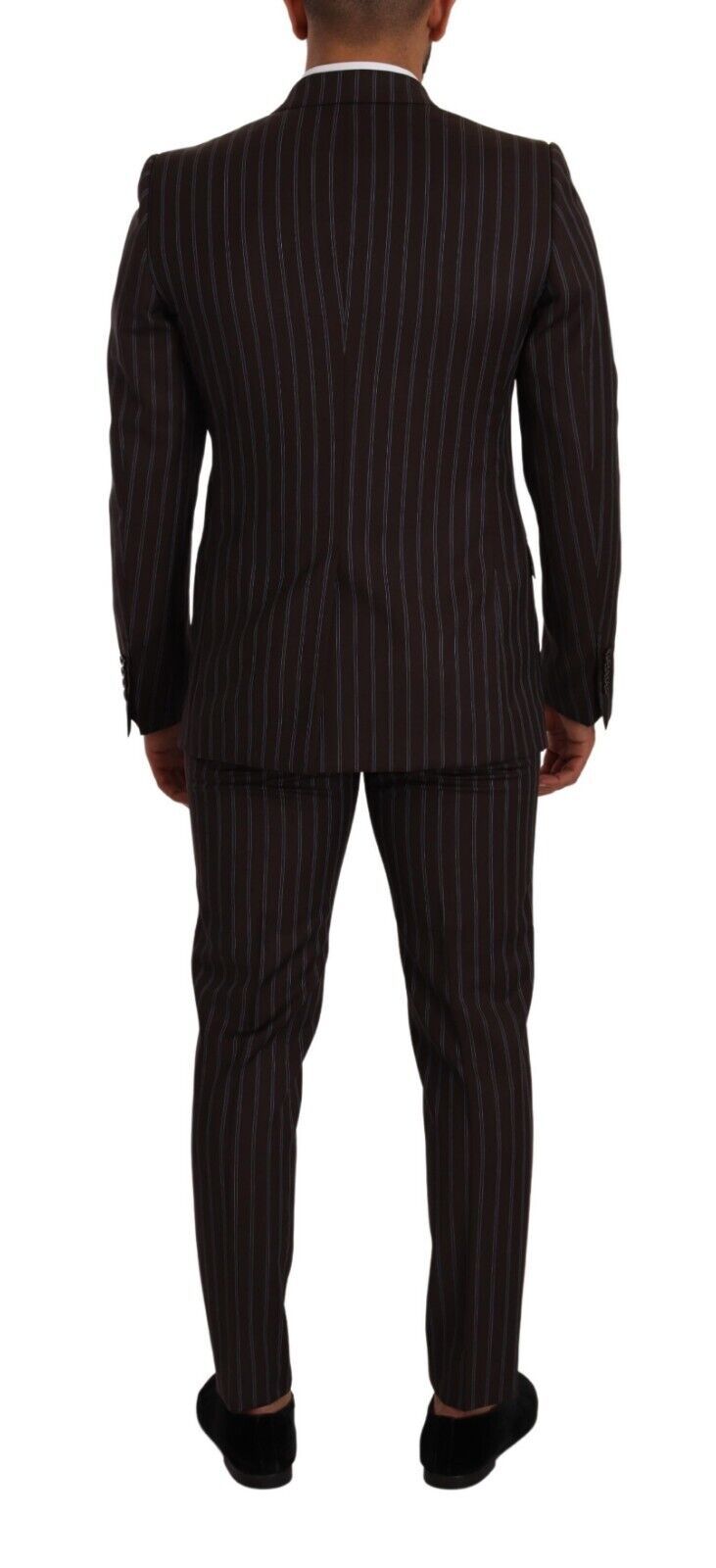 Dolce &amp; Gabbana – Eleganter, kastanienbrauner, gestreifter Slim-Fit-Anzug