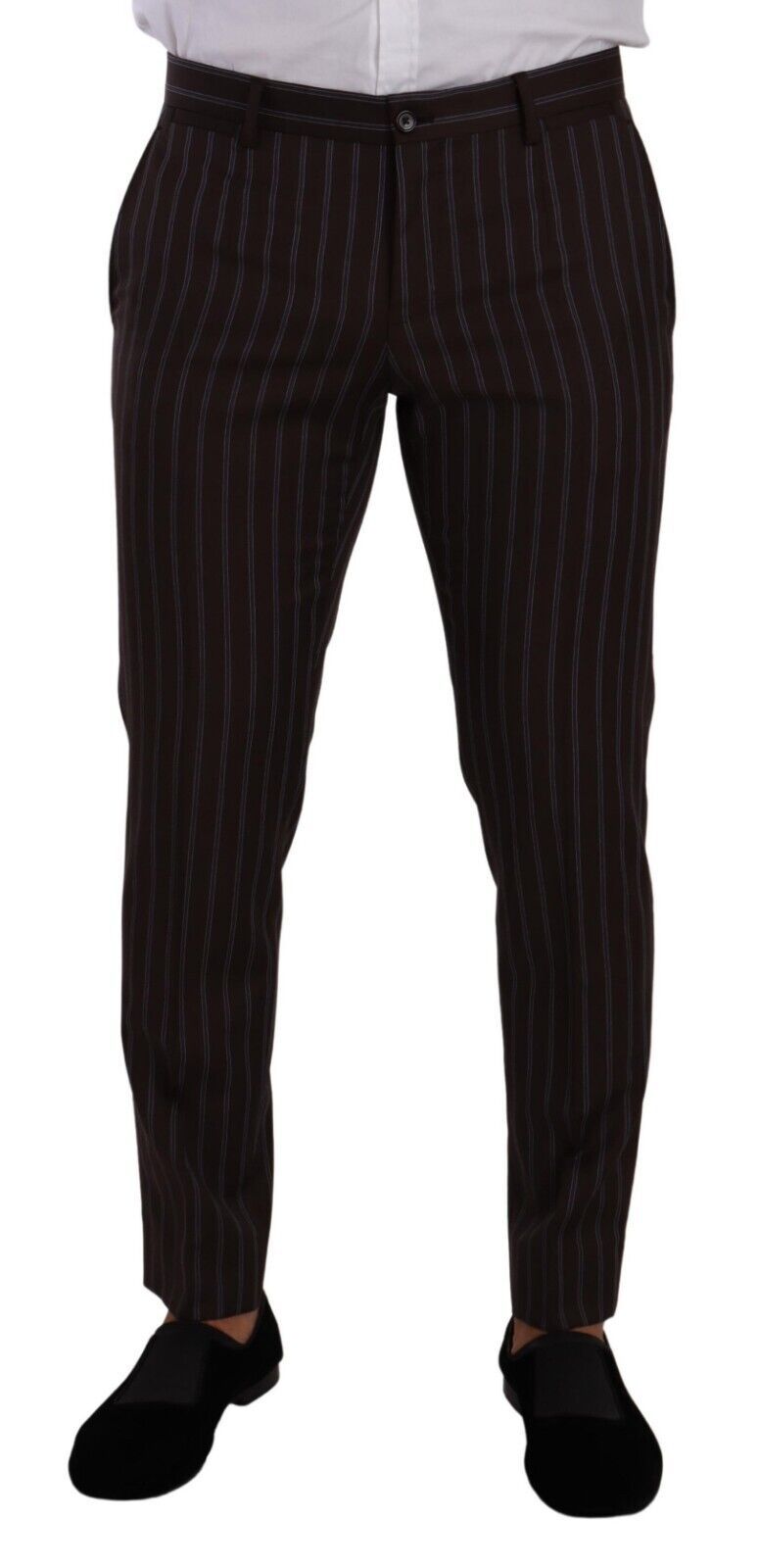 Dolce &amp; Gabbana – Eleganter, kastanienbrauner, gestreifter Slim-Fit-Anzug