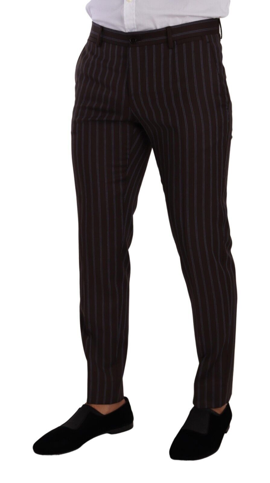 Dolce &amp; Gabbana – Eleganter, kastanienbrauner, gestreifter Slim-Fit-Anzug